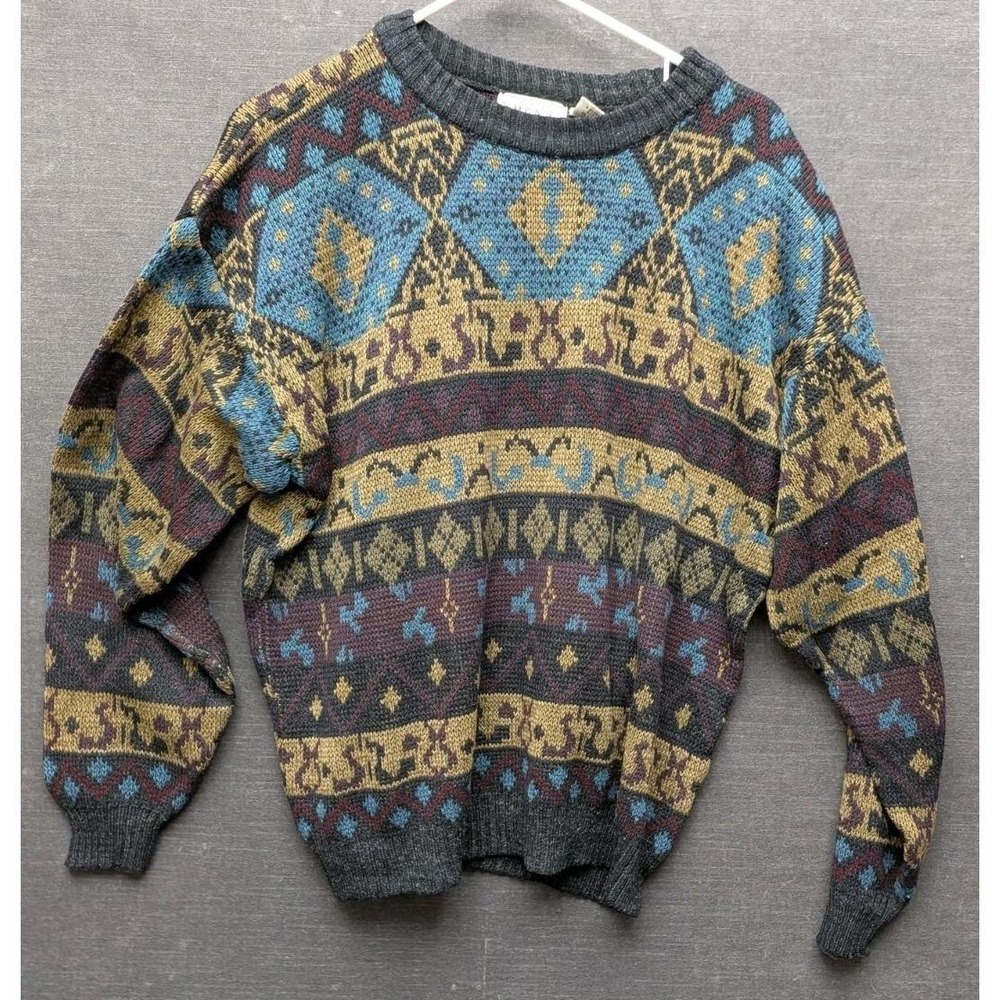 Vintage The Men's Store At Sears Pullover Sweater Geometric Grandpa Dad Size L